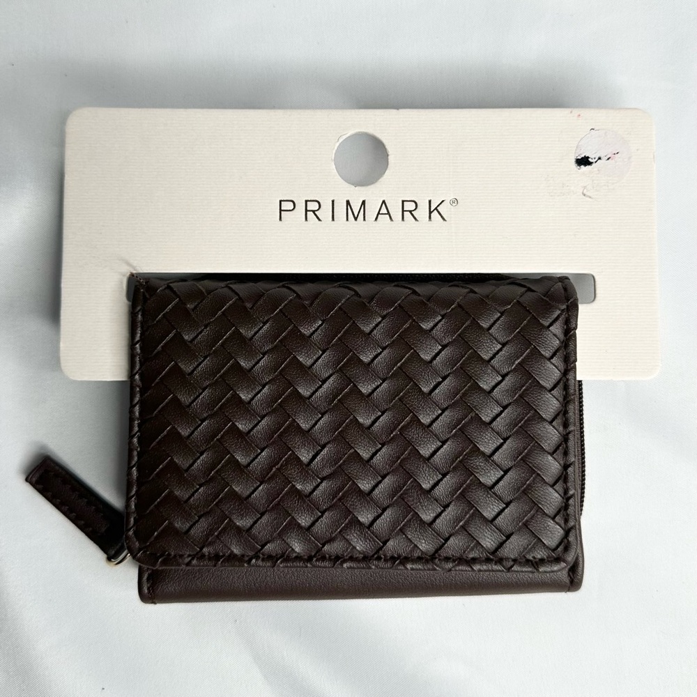 *PRIMARK* New Brown Woven Textured Compact Wallet
